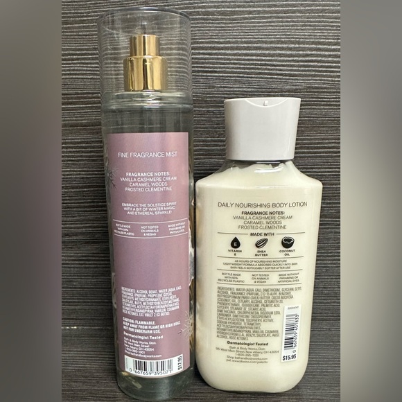 NEW Bath & Body Works Snowflakes & Cashmere Lotion 8oz and Mist Spray 8oz Set - Picture 2 of 2